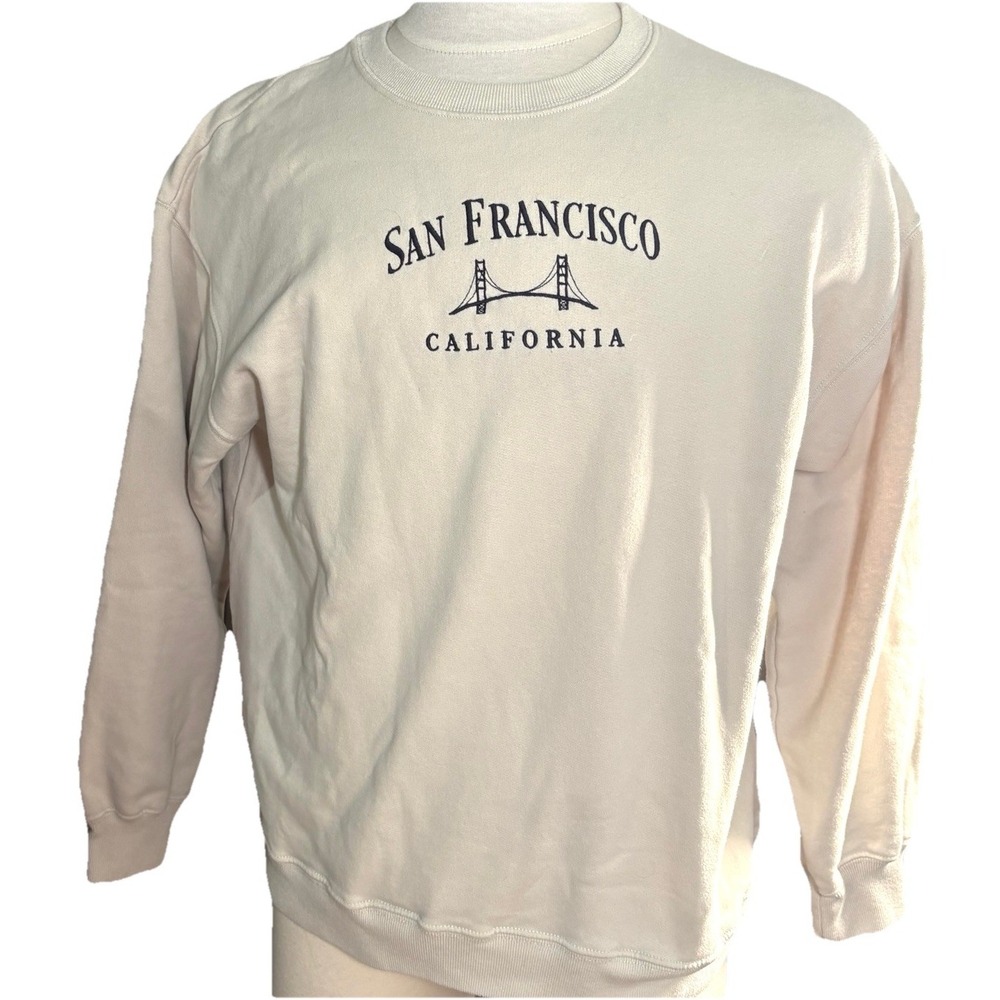 Hollister Mens M Sweatshirt Off White San Francisco 90s  Unisex Lounge Active